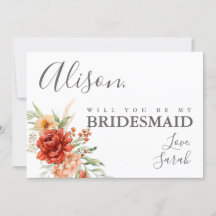 Carte Rustique Boho Floral Bridesmaid