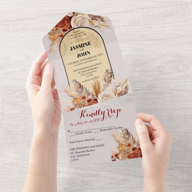 Carte Rustique Boho Mariage (Déchirure)