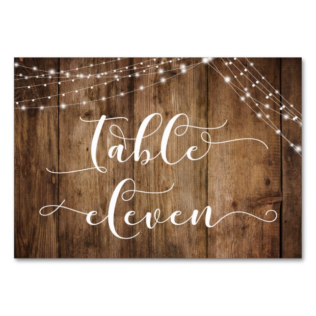 Carte Rustique Brown Wood & Lights Table Eleven (Devant)