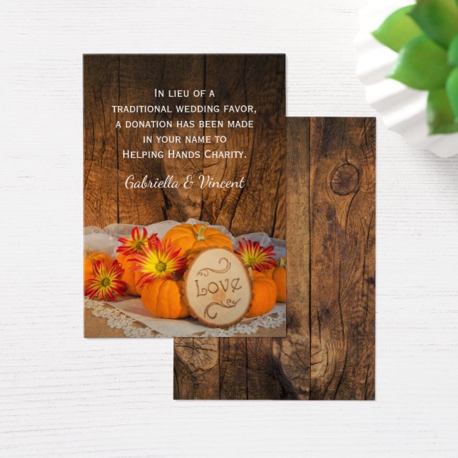 Carte Rustique Citrouille Mariage de automne Chari (Bureau)