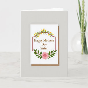 Carte rustique de fête des mères pour une sœur aim