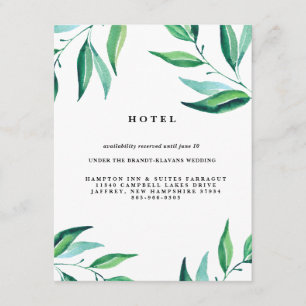 Carte rustique d'hôtel de mariage de verdure de