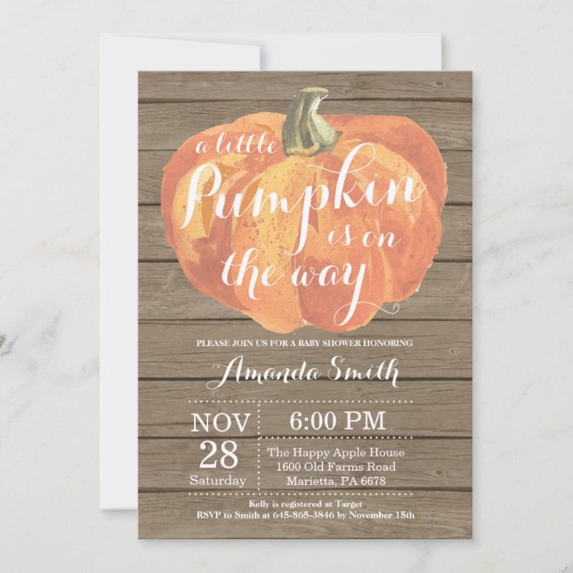 Carte rustique d'invitation de baby shower (Devant)