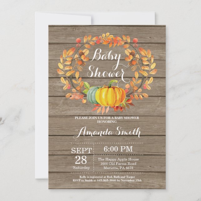 Carte rustique d'invitation de baby shower de (Devant)