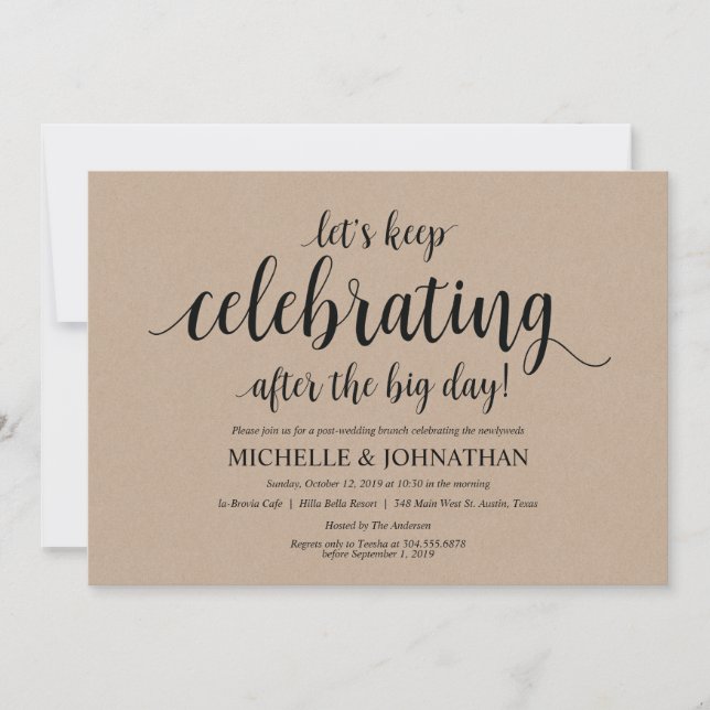 Carte rustique d'invitation de brunch de mariage (Devant)