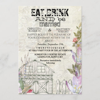 Carte rustique d'invitation de weddibg