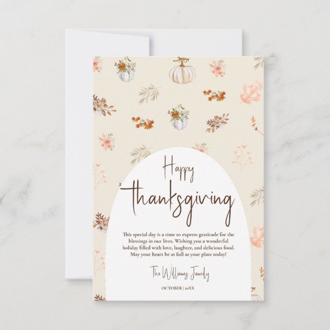 Carte Rustique Elegant Automne Thanksgiving Salutation (Devant)