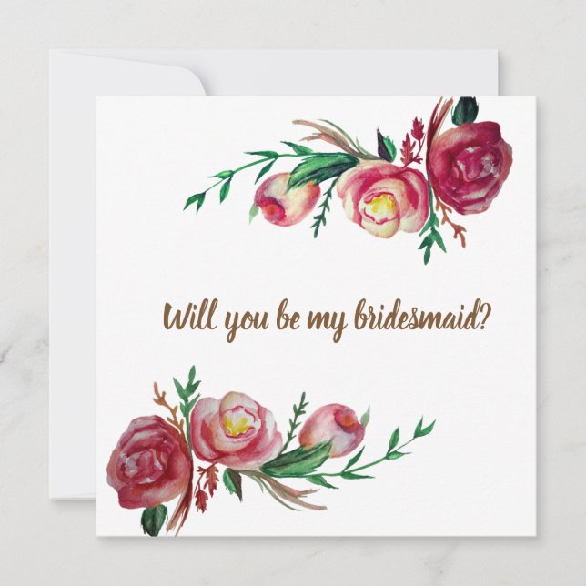 Carte Rustique Floral Bridesmaid Mariage (Devant)