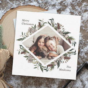 Carte Rustique Floral de Noël