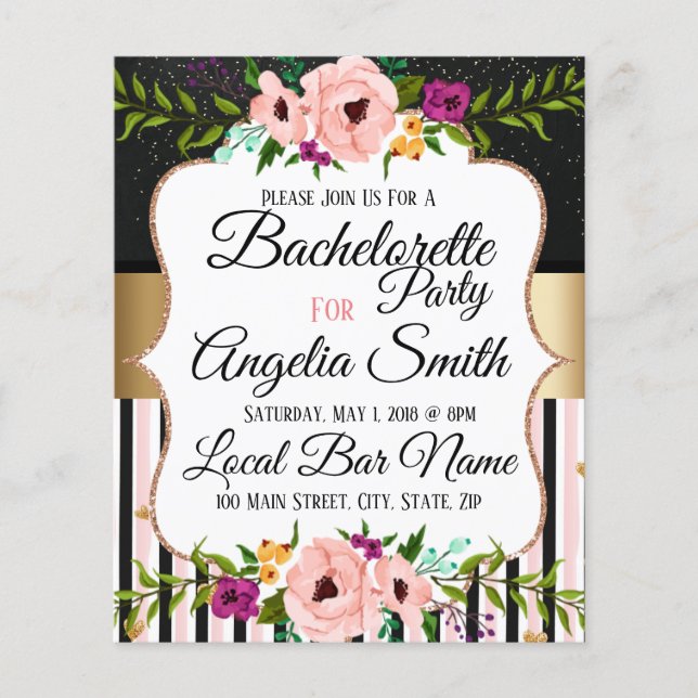 Carte Rustique Floral Mariage Bachelorette Party (Devant)