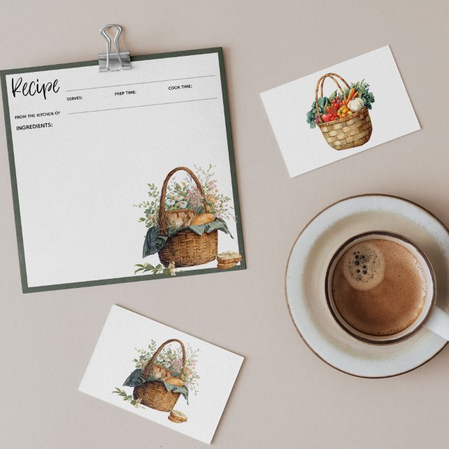 Carte Rustique Floral Recette | Panier de pique-ni (Créateur téléchargé)