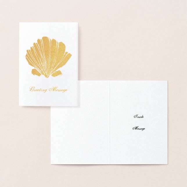 Carte Rustique Gold Foil Scallop Shell (Affichage)
