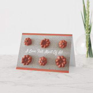 Carte Rustique I Love Automne Citrouille Orange et Grey