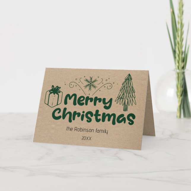 Carte Rustique Joyeux Noël Personnalisé (Devant)