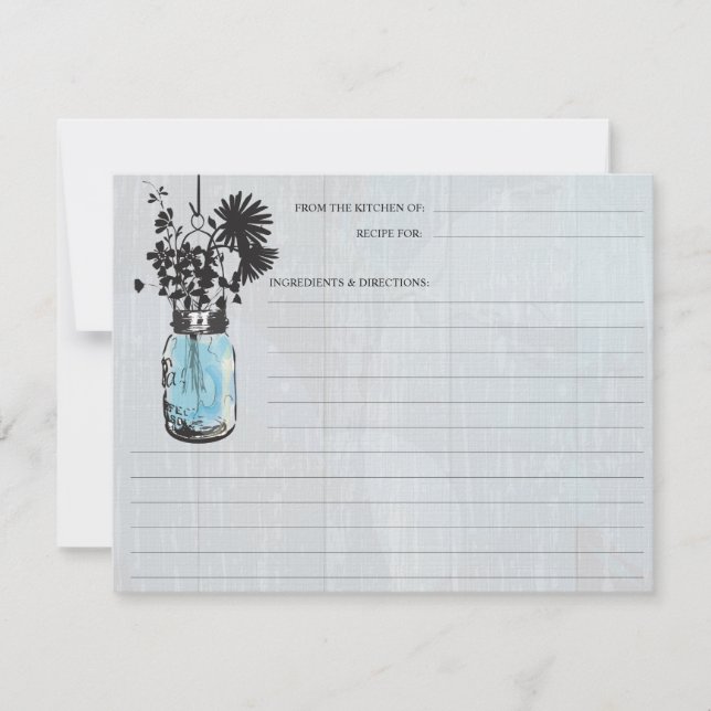 Carte Rustique Mason bleu Jar & Fleur sauvage Rece (Devant)