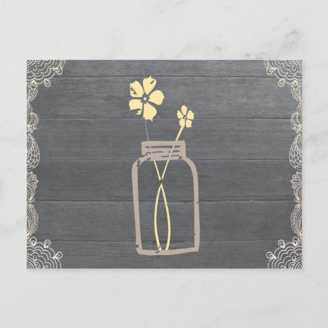 Carte Rustique Mason Jar Recette Douche (Devant)