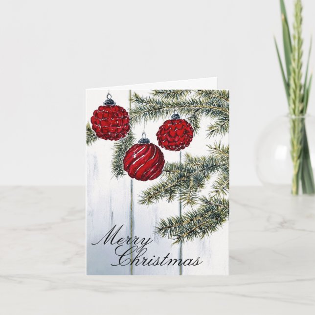 Carte Rustique Minimaliste Joyeux Noël Fêtes (Devant)