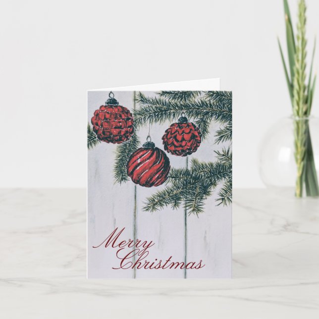 Carte Rustique Minimaliste Joyeux Noël Fêtes (Devant)