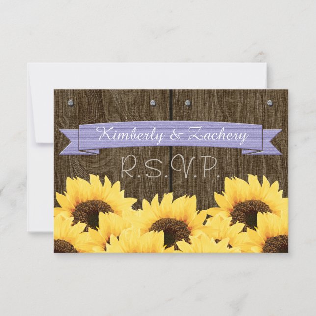 CARTE RUSTIQUE RUSTIQUE SUNFLOWER LAVENDER RSVP (Devant)