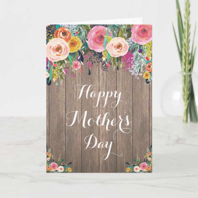 Carte Rustique Watercolor Floral Mother's Day Card (Devant)