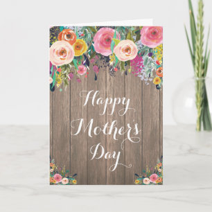 Carte Rustique Watercolor Floral Mother's Day Card