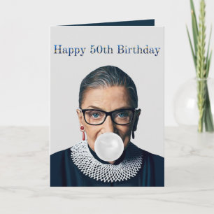 Carte Ruth Ginsburg gomme blanche Joyeux 50e Anniversair
