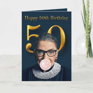 Carte Ruth Ginsburg gomme rose Joyeux 50e Anniversaire
