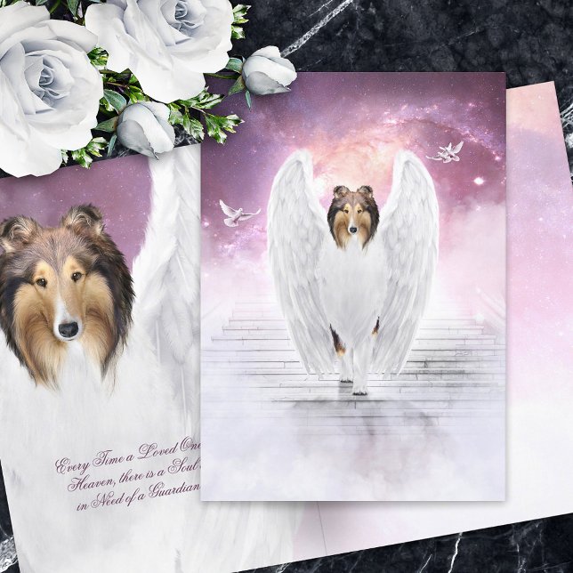 Carte Sable Rough Collie Angel - Pet Perdre Condolence (Créateur téléchargé)