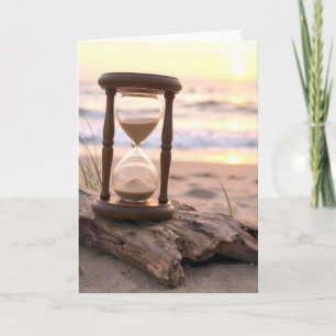 Carte Sablier d'anniversaire sur du bois flotté de la pl
