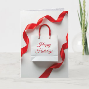 Carte Sac Cadeau Fêtes avec Rubans Rouges