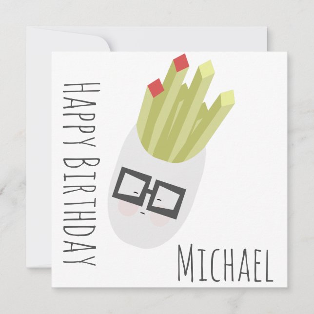Carte Sac de frites Anniversaire de dessin animé mignon (Devant)