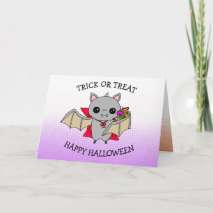 Carte Sac mignon pour Halloween contenant des bonbons