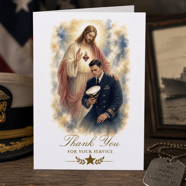 Carte Sacré-Cœur de Jésus Catholic Navy Appreciation  (Créateur téléchargé)