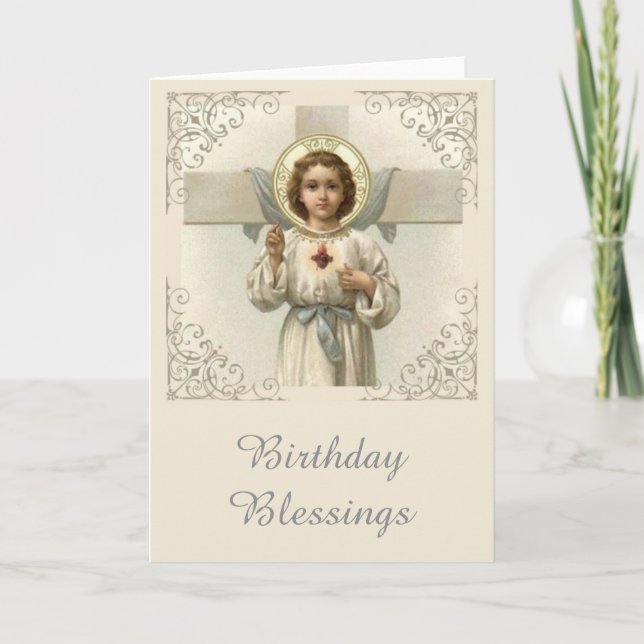 Carte Sacré Coeur de l'Enfant Jésus avec Croix (Devant)