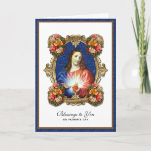 Carte Sacré Coeur Jésus Fête des pères Catholique Religi