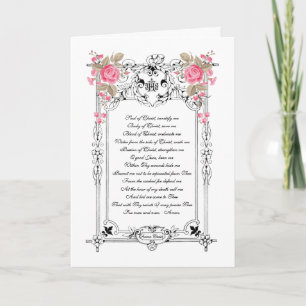 Carte Sacré-Cœur Jésus Roses Roses Élégante Prière