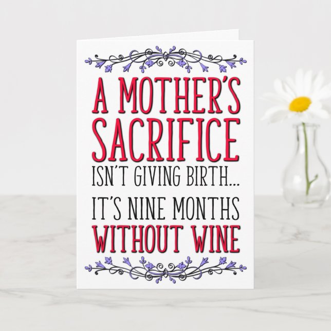 Carte Sacrifice de maman, Vin, Anniversaire de maman, Fê (Petite plante)