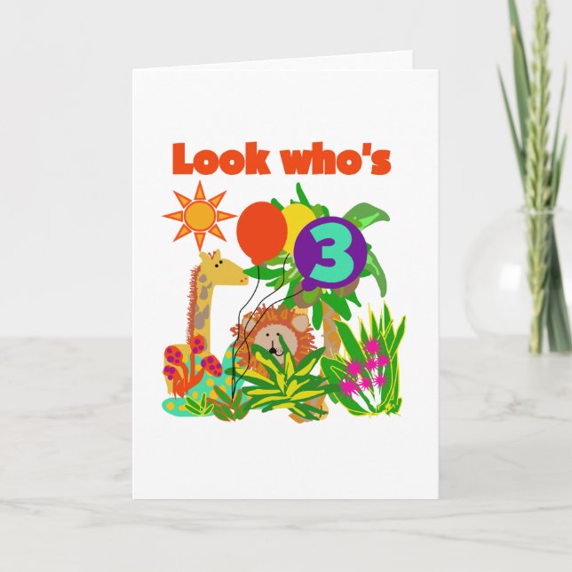 Carte Safari 3ème anniversaire Tshirts et cadeaux (Devant)