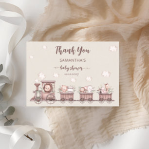 Carte Safari Jungle Animaux Train Baby shower Merci