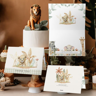 Carte Safari Petit Roi Lion Zebra Giraffe Douche garçon