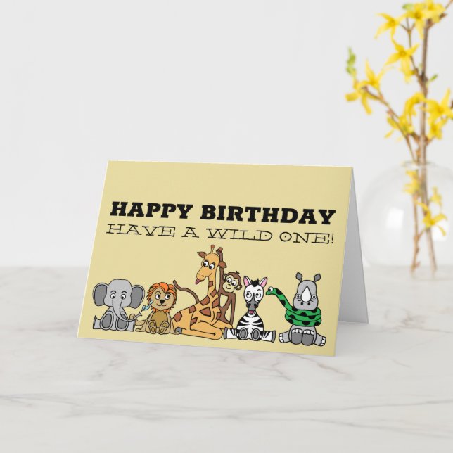 Carte Safari sauvage, Anniversaire des enfants (Fleur jaune)