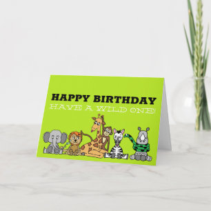 Carte Safari sauvage, Anniversaire des enfants