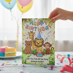 Carte Safari See-n-Find Anniversaire Amusant pour les En