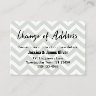 Carte Sage et blanc Chevron "Changement d'adresse"