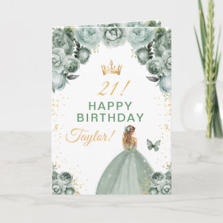 Carte Sage Floral Blonde Fille aux Cheveux Blonds Joyeux