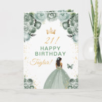 Sage Floral Fille à la peau foncée Joyeux Annivers