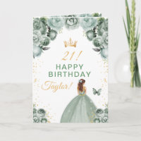 Sage Floral Marron Cheveux Fille Joyeux Anniversai