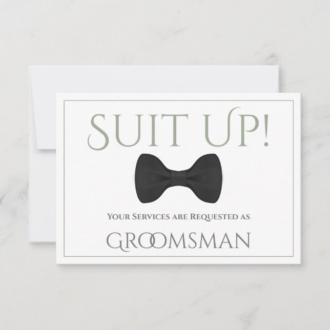 Carte Sage Green Be My Groomsman Fun Bow Cravate (Devant)