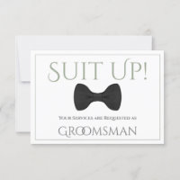 Sage Green Be My Groomsman Fun Bow Cravate