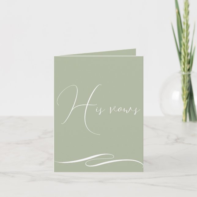 Carte Sage Green Client Cadeau Logo Mariage Vows Livret (Devant)